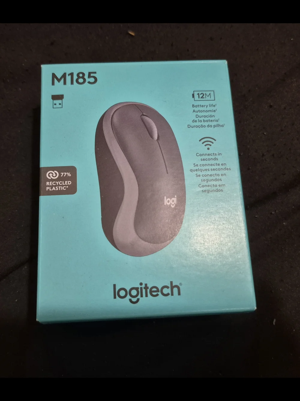 Logitech M185 Wireless Mouse - Black and Gray